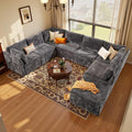 CAODOC Large 8 Seat Modular Sectional Sofa with Ottoman Seat Corduroy Sleeper Sectional Sofa Bed Oversized Convertible Modular Couch for Living Room
