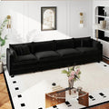 Aoowow Modular Sectional Sofa,147.2 Inch Deep 4-Seater Sofas Comfy Chenille Cloud Sofas and Couches with Pillows for Living Room Apartment（Black）