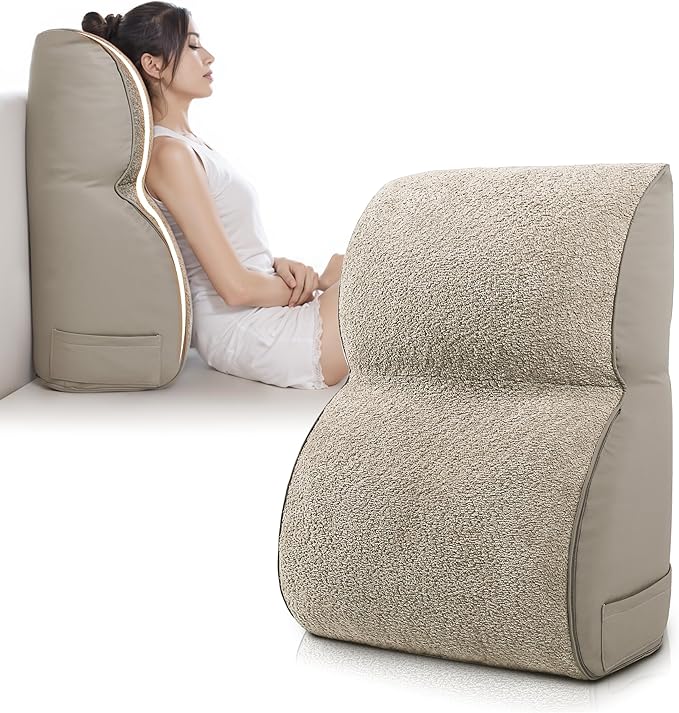 LELEFIDO Reading Pillow for Sitting in Bed, Back Support Pillow for Adults, Backrest Cushion with Lumbar Support for Reading, Gaming, Resting & Watching TV on Bed, Couch or Floor
