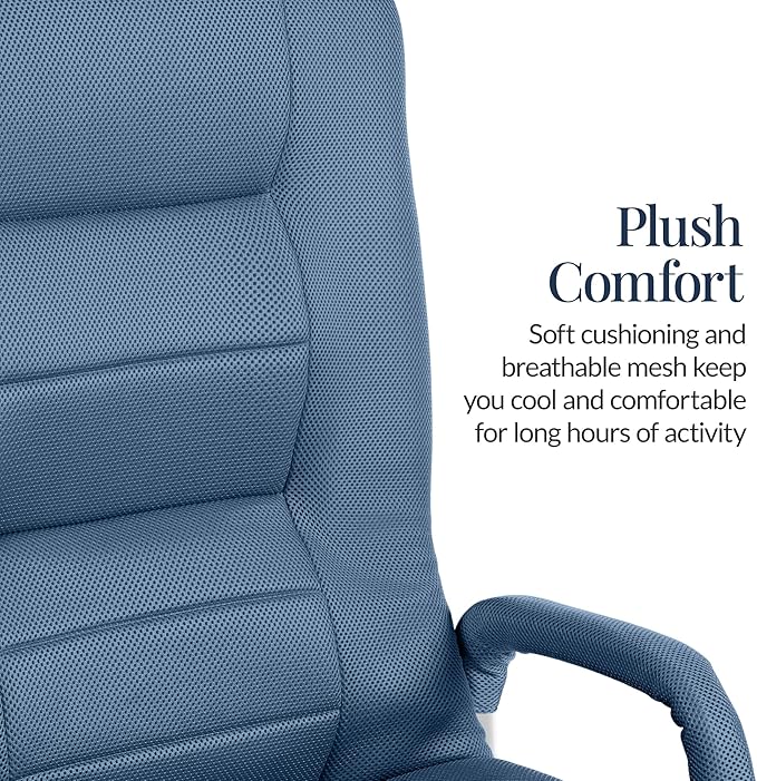 Best Choice Products Swivel Gaming Chair 360 Degree Multipurpose Floor Chair Rocker for TV, Reading, Playing Video Games w/Lumbar Support, Armrest Handles, Adjustable Foldable Backrest - Dusty Blue