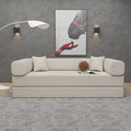 Convertible Couch Sofa Bed Foldable Floor Sleeper | Upgraded ALL High-Density 35D Foam | Fold Out Deep Seat Couch | King Size | Compression Sofa Sleeper for Living Room, Bedroom | Corduroy Beige