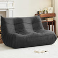 Bean Bag Chair, Loveseat Fireside Chair Bean Bag Sofa for Adults, 2 Seater Bean Bag Chairs for Teens with High-Resilience Foam, Memory Foam Bean Bag for Living Room, Bedroom, Office (Teddy, Dark Gray)