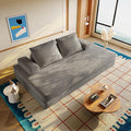 87" Foldable Floor Couch, 3-Seat Convertible Sleeper Sofa with Removable Backrests and 2 Soft Pillows, Chenille Fabric, for Living Room, Bedroom, Apartment, No Assembly Required, Light Grey