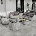 Erotr Patio Conversation Deck Furniture Sets: 6-Piece Aluminum Woven Rope Outdoor Sofa Set - Modern Cushions Couch Set - No Assembly Metal Porch Seating for Deck Yard Garden Lanai Pool Hotel Resort
