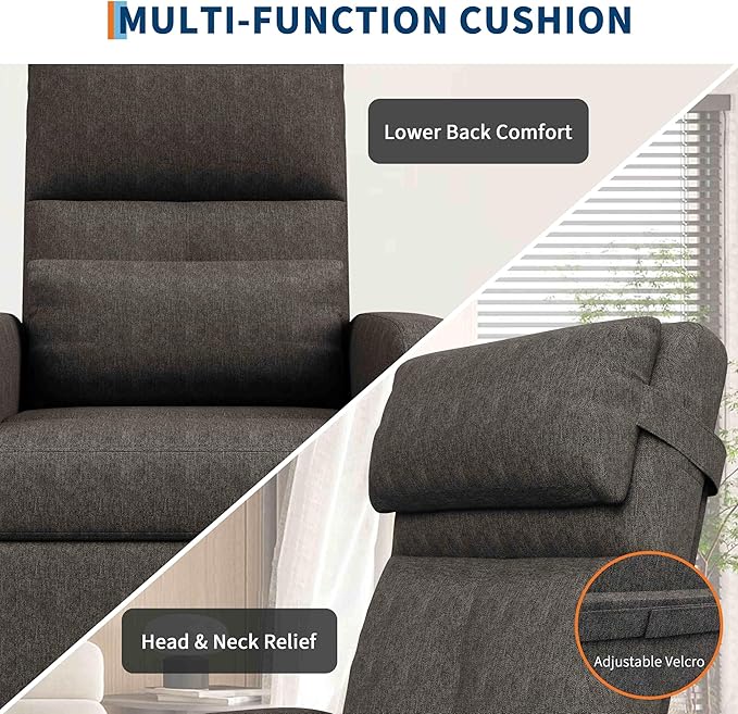 GarveeHome Power Recliner Chair, Adjustable Electric Recliner Ergonomic Overstuffed Single Sofa, Tall Back, Padded Seat, 2 Side Pockets and USB Port, Home Theater Seating for Living Room