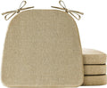 Chair Cushions for Dining Chairs Set of 4, Non Slip Kitchen Chair Pads, 17" x 16" x 2", Indoor Dining Chair Cushions with Ties, D-Shaped Seat Cushions for Kitchen Chairs, Khaki