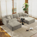 Fancyfire 108" Cloud Modular Sectional Couch with 2 Ottoman,Ultimate Comfort U-Shaped Deep Seat Sofa,Boneless Couch Upholstered 3-Seater Sofas for Living Room, No Assembly Required(Khaki)