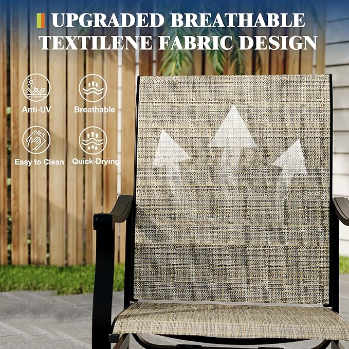 Outdoor Swivel Dining Chairs with Textilene Breathable Back, Swivel Patio Dining Chairs Set of 4, SwivelPatio SlingChairs Set for Poolside Lawn Garde