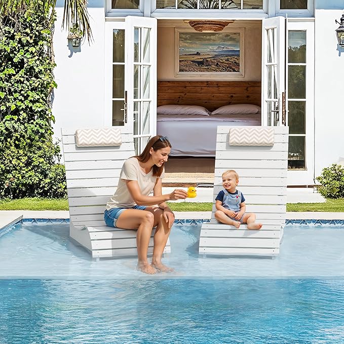 Homenjoy HDPS Pool Lounge Chairs, Use in Pools Lounge Chairs up to 10-Inches of Water, Chaise Chairs with Headrest, Lounge Chair Outdoor, Fade-Resistant Pool Lounger for Deck