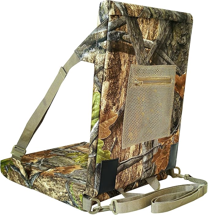 AUSCAMOTEK Camouflage Hunting and Stadium Seat Cushion with Backrest - 5cm Thick, Water-Resistant, Silent Material for Turkey Hunting Fishing Camping and Outdoor Activities
