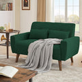 48" Loveseat Sofa, Mid Century Modern Small Couches for Living Room Bedroom Apartment, 2 Seater Love Seat, 2 Throw Pillows and Plastic Legs, Green
