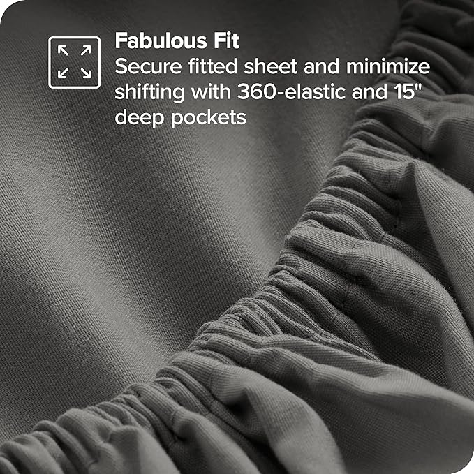 Bare Home Bed-in-A-Bag 7 Piece Comforter & Sheet Set - Queen - Goose Down Alternative - Ultra-Soft 1800 Premium Bedding Set (Queen, Black/Grey)
