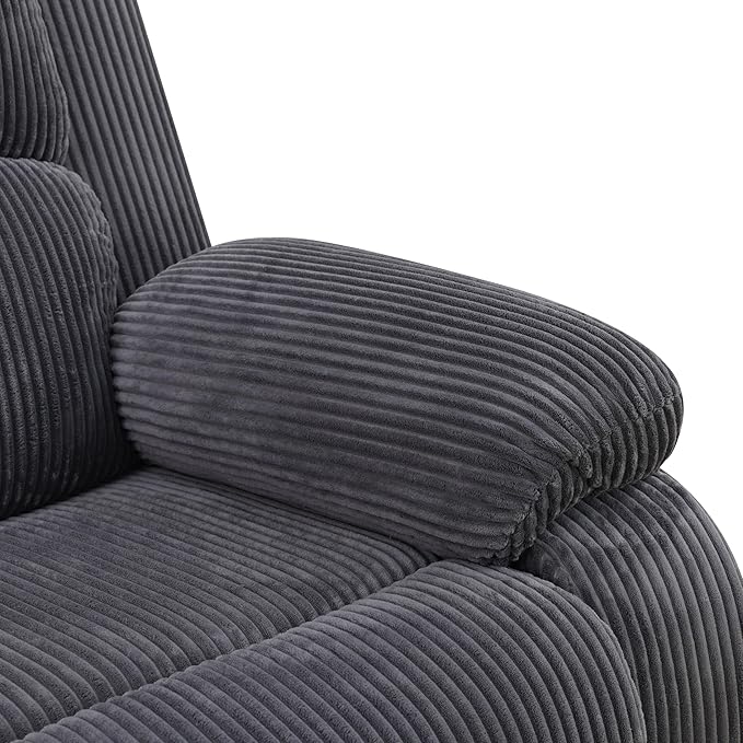 SIENWIEY Manual Recliner Sectional Sofa for Living Room,L Shaped Reclining Sectional Corner Couch,Gray Corduroy Recliner Sofa Set with Storage Console/Drop Down Coffee Table/Cup Holders