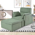 Snowflake Fleece Oversized Accent Chair with Storage Ottoman - 26.57" Wide Deep Seat Reading Chair, Convertible Daybed, 400lbs Capacity for Living Room & Apartment (Green)