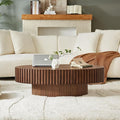KEVINSPACE Coffee Table Oval 43.7" Wood CoffeeTable for Living Room Farmhouse CoffeeTable Mid-Century CoffeeTable Modern Sofa SideTable Home Furniture Small Space Office Apartment Walnut