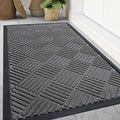 Smiry Front Door Mat Outside Entrance, Heavy Duty Outdoor Indoor Natural Rubber Doormat, Non Slip, Trap Dirt and Moisture, Easy Clean, Low Profile Patio Porch Entryway Mat, 59x35, Grey