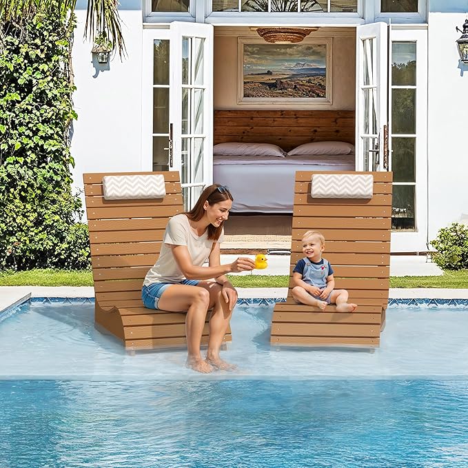 Homenjoy HDPS Pool Lounge Chairs, Use in Pools Lounge Chairs up to 10-Inches of Water, Chaise Chairs with Headrest, Lounge Chair Outdoor, Fade-Resistant Pool Lounger for Deck