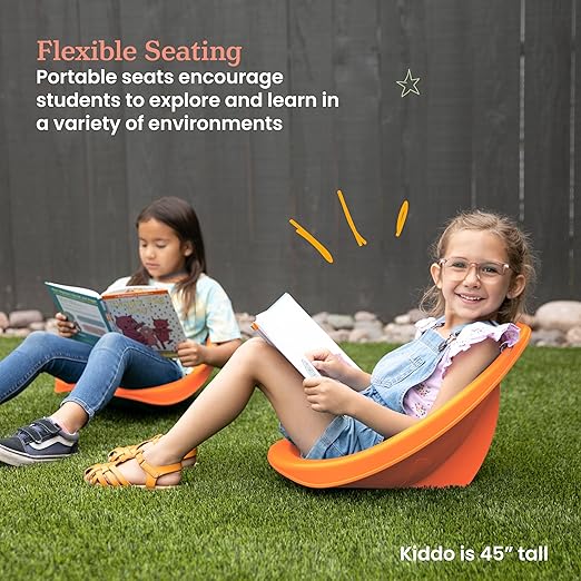 ECR4Kids Leaf Floor Seat, Rocker Chair, Orange, 6-Piece