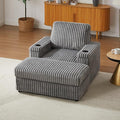 Eafurn 42.5" Oversized Accent Chair with Storage Ottoman Convertible Chaise Lounge, Corduroy Cloud Sofa Chair w/Cupholders, Modern Extra Wide Armchair