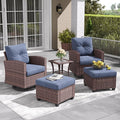 LayinSun 5 Pieces Patio Furniture Set with Swivel Chairs, Rattan Wicker Rocking Glide Chairs with Coffee Table Conversation Set