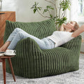 Giant Bean Bag Chairs for Adults with Filling Plush Fluffy Bean Bag Chairs for Teens with Armrests Comfy BeanBag Lazy Couch Sofa Chair for Bedroom Living Room Reading (Green, L-for Adults)