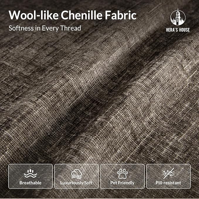 HERA'S HOUSE 124" Modular Sectional Sofa, Oversized U Shaped Couches for Living Room, Comfy Cloud Couch with Ottoman, 5-Seater Deep Seat Sofa with Throw Pillow, Chenille Ash