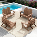 SERWALL 2 Person Adirondack Loveseat, HDPE All-Weather Folding Adirondack Bench Chair, Outdoor Adirondack Chair Set of 4, Brown
