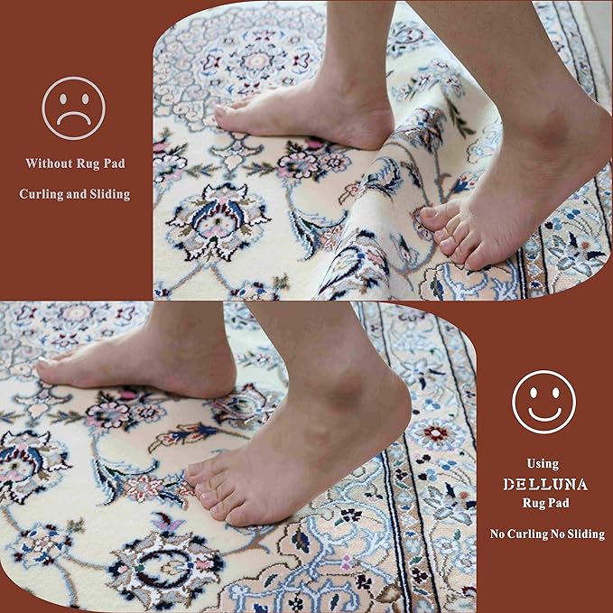 Non-Slip Area Rug Pad 2'x4', 1/3" Thick Dual Surface-Felt+Rubber. Premium Carpet Mat - Safe for All Floors and Finishes, Adds Comfort and Protection, Extra Strong Grip - Many Custom Sizes.…