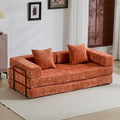 Convertible Couch Sofa Bed Foldable Floor Sleeper | Modern Fold Out Couch | Removable Backrest & Armrests | No Assembly Compression Sofa Sleeper for Living Room, Bedroom | Orange Chenille