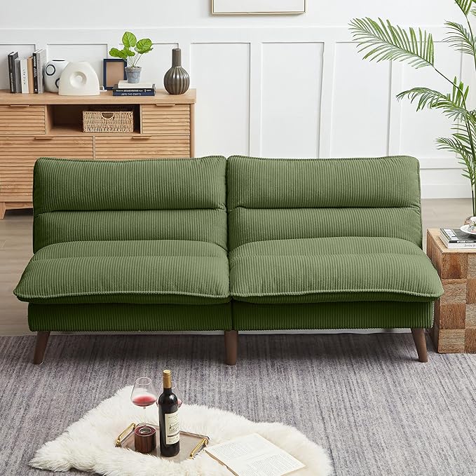 Futon Sofa Bed, 72" Small Couches for Small Spaces, Folding Love Seat Couch with Adjustable Back, Convertible Upholstered Sleeper Sofas for Living Room, Office, Apartment