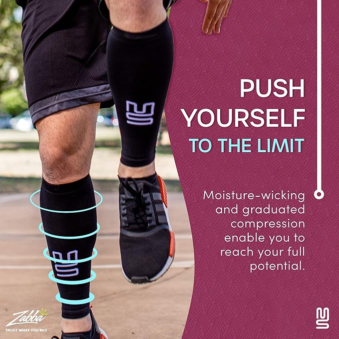 Modetro Sports Calf Compression Sleeves - Leg Sleeves for Men and Women - Shin Splint Relief Support Brace Running Flights