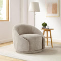 VANOMi 360 Degree Swivel Barrel Chair, Modern Living Room Chairs with Armrest Cozy Reading Chair for Adults, Small Space, Living Room, Camel
