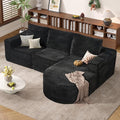 Modular Sectional Sofa with L-Shape Chaise,Cloud Sectional Modern Sleeper Couch with Deep Seat,Sponge Compression Sofas No Assembly Required (Black-Corduroy Fabric) 1PCS