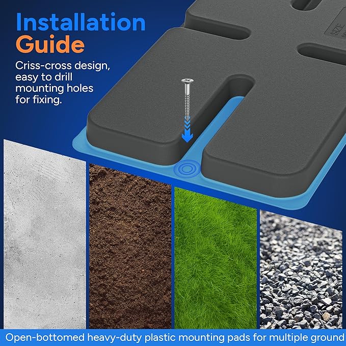 Toutgood Mini Split Pad for Condenser: Ground Base for Air Conditioner Outdoor Condenser Units, Plastic Equipment Pad for Ductless Minisplit Heat Pump Systems HAVC, Gray, 34.6" x 18.1" x 2"