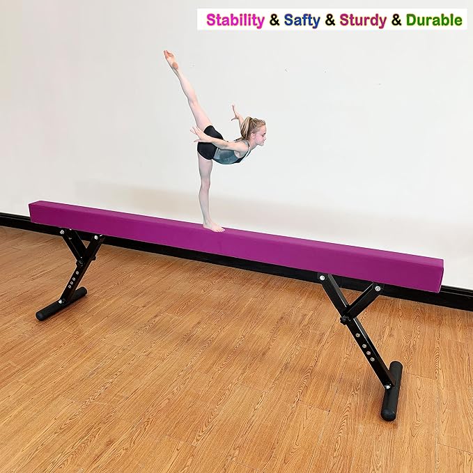 MARFULA Adjustable Balance Beam 8 ft Gymnastic Beam Adjustable Height for Kids and Teenage of All Gymnastic Levels, Gymnastic Training Beam Gymnastic Equipment for Athlete Home and Gym Club Use