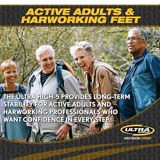 Ultra High-5 Ankle Support Brace – Everyday Stability Gear for Chronic Ankle Instability – Rigid Bilateral Shell, Boot-Ready Fit for Workers, Hikers, & Comfortable Support for Active Aging Adults - Small