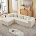 107" Modular Sectional Sofa, L-Shaped Cloud Couch with Deep Seat, Boneless Fluffy Corduroy Sofa for Living Room, No Assembly Required, (Left Facing Chaise,Beige)