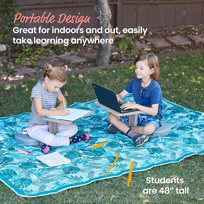 ECR4Kids The Surf Portable Lap Desk with Cushion, Flexible Seating, Light Grey, 10-Piece