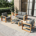 4 Pieces Aluminum Patio Furniture Set, Outdoor Conversation Sets with High Backrest Sofa and Coffee Table for Garden and Backyard