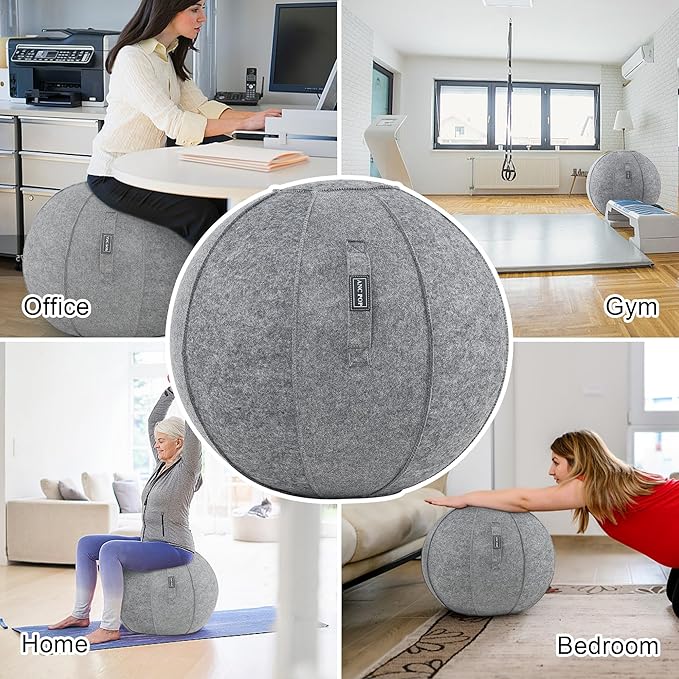 ANC POP Yoga Ball Exercise Ball, Anti Slip Stability Ball Chair, 25” Heavy Duty Large Gym Ball for Fitness, Balance and Core Workout with Cover, Easy Clean