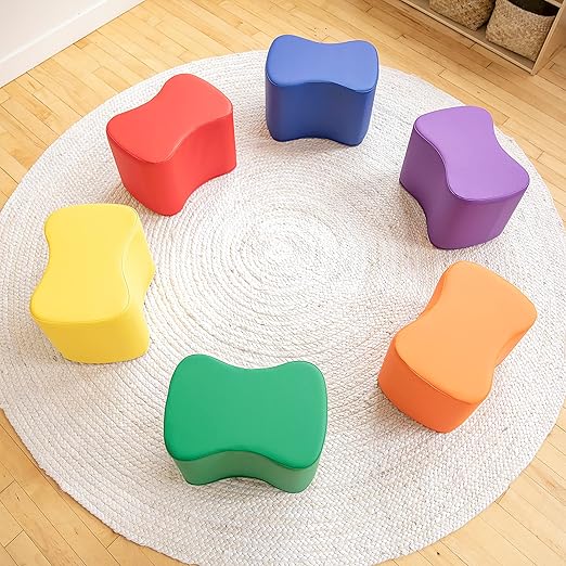 ECR4Kids SoftZone Toddler Modular Stool Set, Flexible Seating, Assorted, 6-Piece