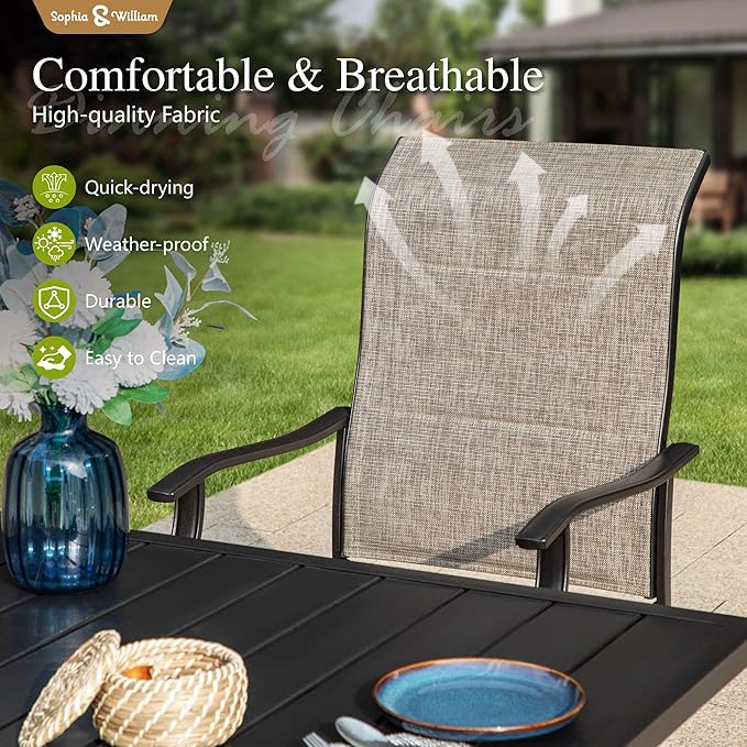 Sophia & William Outdoor Patio Swivel Dining Chairs Set of 2, High Back Padded Patio Dining Chairs, All Weather Textilene Mesh Fabric for Backyard, Poolside, Balcony and Garden