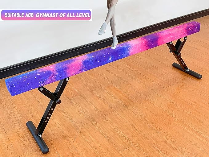 MARFULA Adjustable Balance Beam 8 ft Gymnastic Beam Adjustable Height for Kids and Teenage of All Gymnastic Levels, Gymnastic Training Beam Gymnastic Equipment for Athlete Home and Gym Club Use