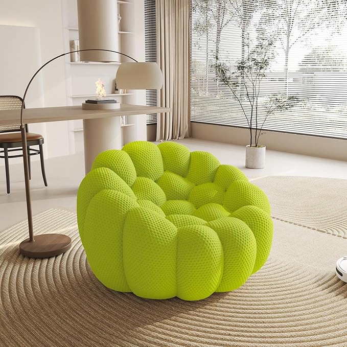 WJShome Bubble Couch,48' Modern Curved Sofa, Morden Lazy Floor Sofa, Memory Foam Bean Bag Floor Couch Lounge Chair for Living Room, Office, Apartment (Lemon Green)