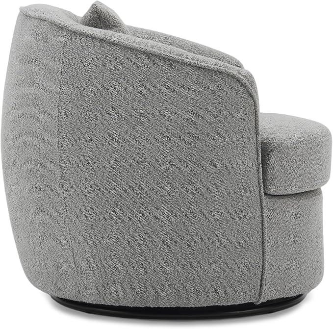 FaFaSoGoodFa Swivel Accent Chair Set of 2, Modern Upholstered Boucle Barrel Arm Chairs with Pillow for Living Room, 360 Degree Round Swivel Sherpa Armchair with Round Base for Bedroom Club (2, Grey)