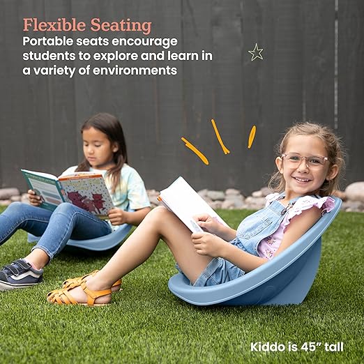 ECR4Kids Leaf Floor Seat, Rocker Chair, Powder Blue, 6-Piece