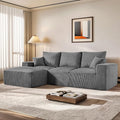 108" Modular Sectional Sofa, Compression Sofa with Deep Seat, Modular L-Shape Couch with Chaise, Upholstered Couches for Living Room Bedroom, No Assembly Required (Grey Corduroy, 108" L Shape)