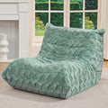 Bean Bag Chairs for Adults Giant Bean Bag Chair Memory Foam BeanBag Chair Bean Bag Sofa with Filler Faux Fur Fireside Beanbags Lazy Sofa for Living Room Bedroom Office (Green Chevron, Single)