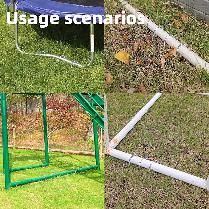 20 Pack Ground Garden Rebar Stakes Rebar 12 Inch Anti-Rust Galvanized Steel J Shape Hook Heavy Duty Ground Anchors for Tents, Position Kits,Fences, and Trampolines Landscape Fabric