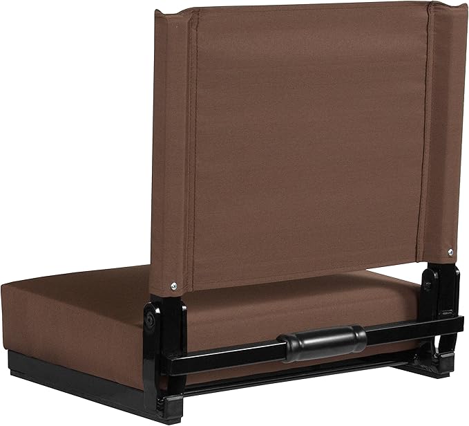 Flash Furniture Grandstand Portable Stadium Seat for Bleachers or Benches, Folding Padded Stadium Chair with Carrying Handle, 500 lb. Weight Capacity, Brown